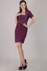 Dark Purple Sweetheart Short Prom Dress With Jacket Accessory